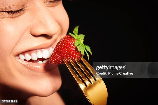 luxury beauty - woman eating fruit stock pictures, royalty-free photos & images