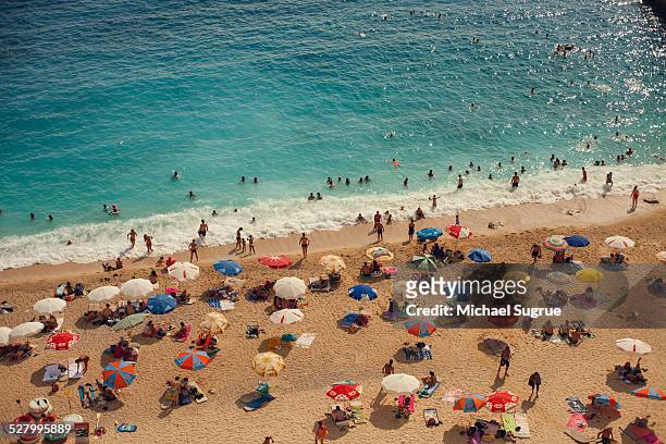 mediterranean beach, kas, turkey - strandschirm stock-fotos und bilder