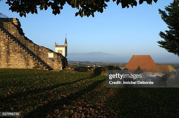 morestel, french medieval village - morestel photos et images de collection