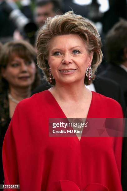 European commissioner for information society and media Viviane Reding attends the premiere for the film "Lemming" at Le Palais de Festival on the...