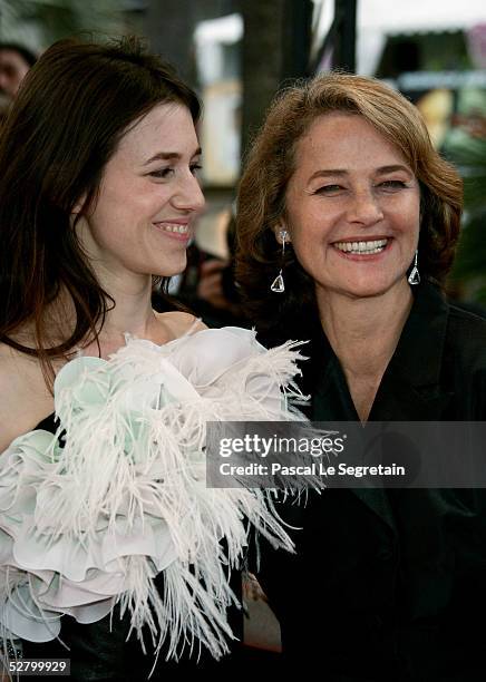 Charlotte Gainsbourg and Charlotte Rampling attend the premiere for the film "Lemming" at Le Palais de Festival on the opening night of the 58th...