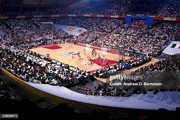 General view of the game between the Boston Celtics against Real Madrid during the 1988 McDonald's Open circa 1988 in Madrid, Spain. NOTE TO USER:...