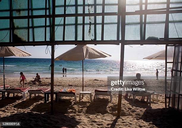 View of tourists on White Sand beach Boracay island The Visayas Philippines. Photo by Lisa Wiltse