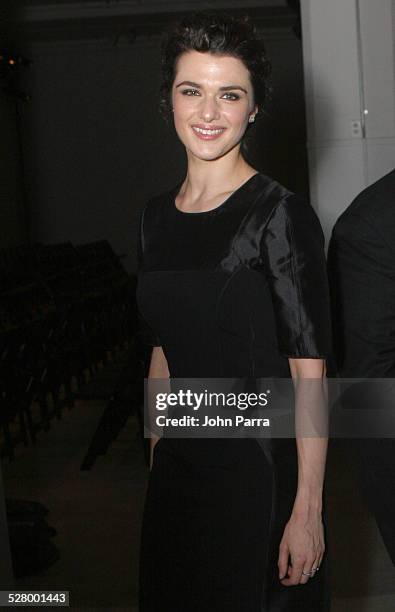 Rachel Weisz at Narciso Rodriguez Spring 2006 during Olympus Fashion Week Spring 2006 - Narciso Rodriguez - Front Row and Backstage at Bryant Park in...