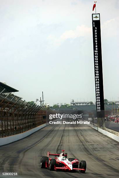 Darren Manning, drives the Target Chip Ganassi Panoz Toyota during practice for the 89th Indianapolis 500-Mile Race at the Indianapolis Motorspeedway...