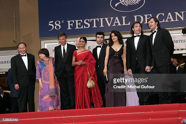 Members of the jury attends the 58th Cannes Film Festival Opening Ceremony and premiere of opening film "Lemming"at the Grand Theatre Lumiere on May...