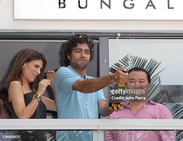 Actors Perrey Reeves , Adrian Grenier and Rex Lee attend the unveiling of the Entourage Bungalow at W South Beach on July 23, 2009 in Miami Beach,...