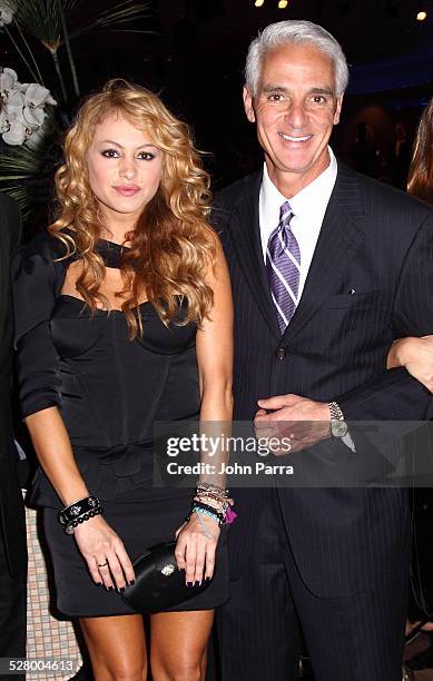 Paulina Rubio and Charlie Crist attend the 15th Anniversary of The Blacks Annual Gala benefiting The Consequences Charity, Project Medishare, Educate...