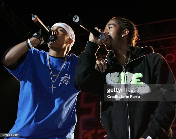 Bow Wow and Omarion during 103.5 The Beat Down Concert 2005 in Coral Gables, Florida, United States.