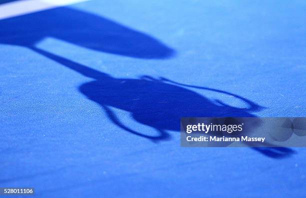 The shadow of the trophy after the women's final during day 13 of the Australian Open.