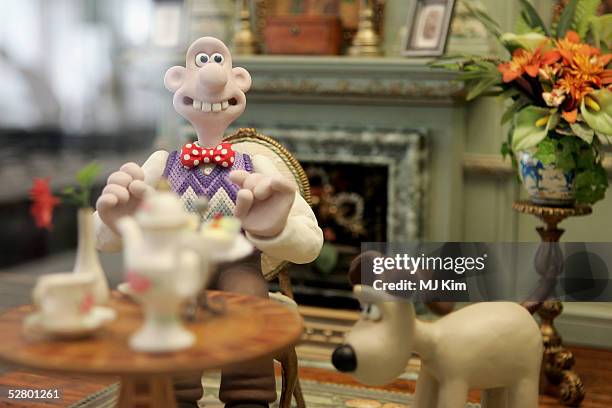 Characters out of the Wallace & Gromit "The Curse of the Were-Rabbit" are seen during the Wallace & Gromit Go To Cannes Luncheon at the American...