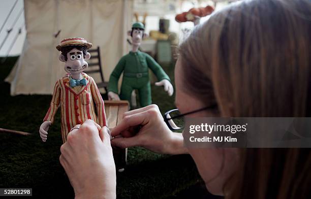 Characters out of the Wallace & Gromit "The Curse of the Were-Rabbit" are seen during the Wallace & Gromit Go To Cannes Luncheon at the American...