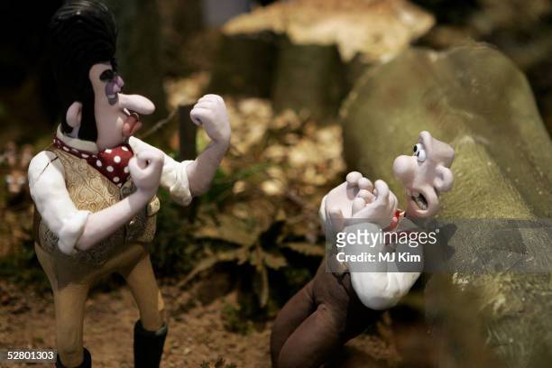 Characters out of the Wallace & Gromit "The Curse of the Were-Rabbit" are seen during the Wallace & Gromit Go To Cannes Luncheon at the American...