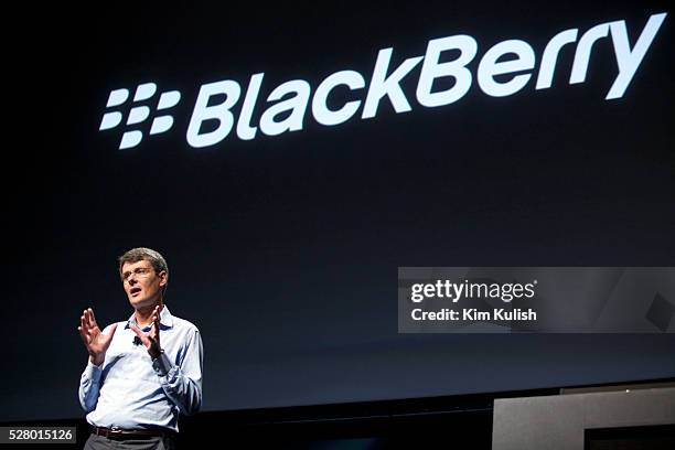 Thorsten Heins, CEO, Research in Motion, gives a keynote presentation to open the Blackberry Jam 2012 conference at the San Jose Convention Center....