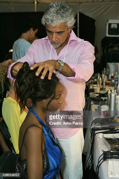 Ric Pipino and model backstage at Sais by Rosa Cha