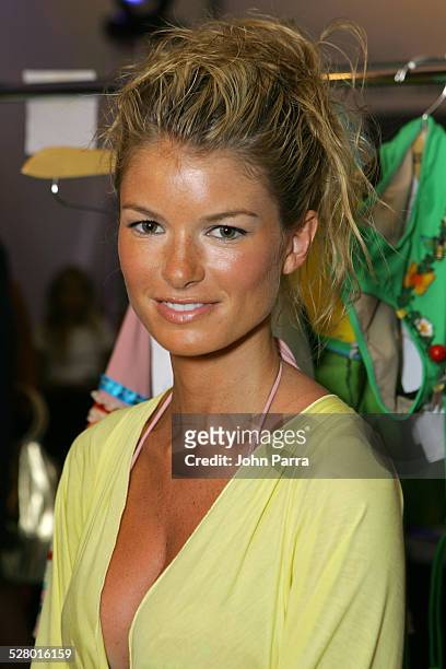 Marisa Miller backstage at Sais by Rosa Cha during Sunglass Hut Swim Shows Miami Presented by LYCRA - Sais by Rosa Cha - Backstage and Front Row at...