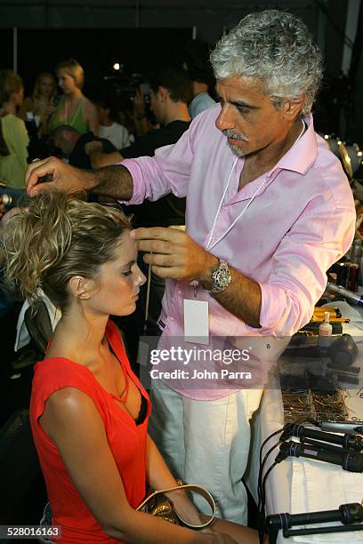 Ric Pipino and model backstage at Sais by Rosa Cha