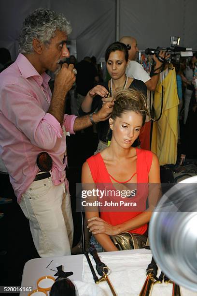 Ric Pipino and model backstage at Sais by Rosa Cha