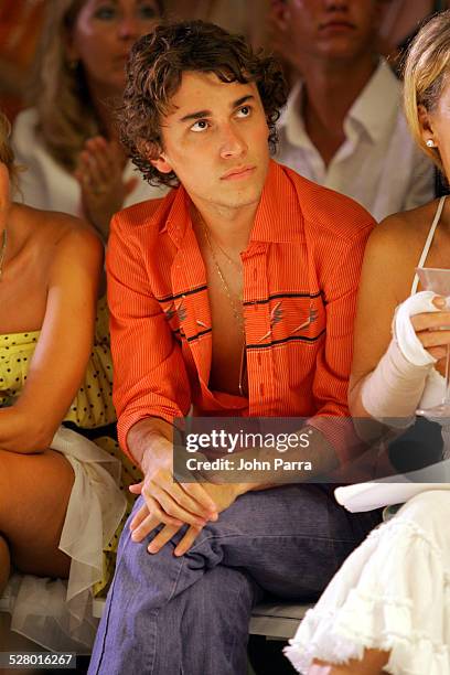 Esteban Cortazar front row at Sais by Rosa Cha during Sunglass Hut Swim Shows Miami Presented by LYCRA - Sais by Rosa Cha - Backstage and Front Row...