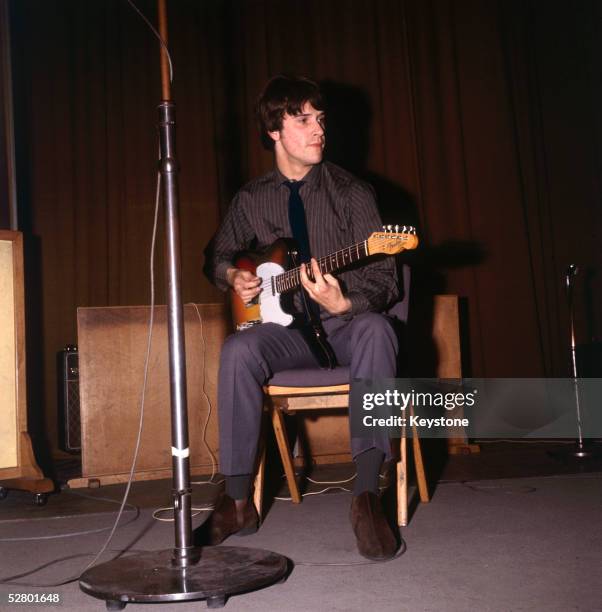 British singer songwriter and Kinks frontman Ray Davies at a soundcheck before a session for the BBC at the Playhouse Theatre, London, 7th September...