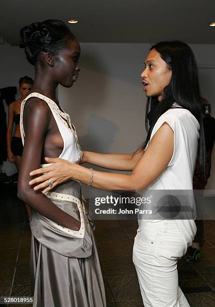 Model wearing Zaldy Spring 2006 with Zaldy, designer