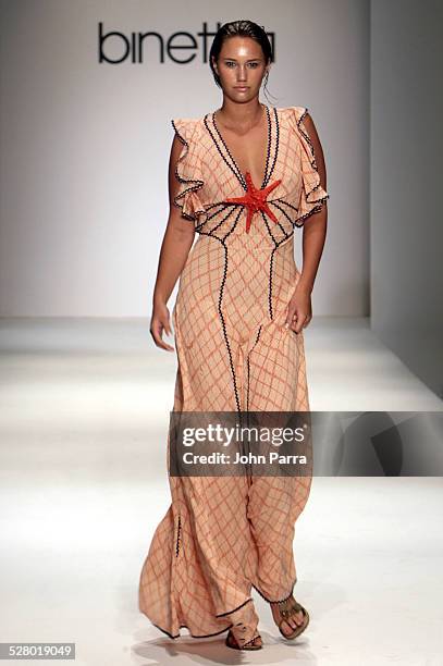 Model wearing Binetti Fall 2006 designs during Funkshion Fashion Week Miami Beach Fall 2006 - Binetti - Runway at Funkshion Tent on Ocean Drive in...