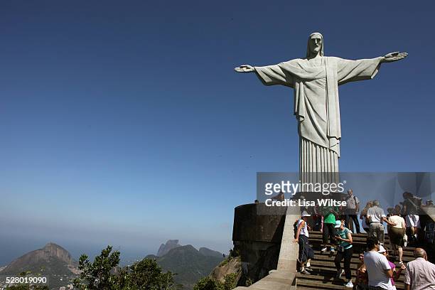 The Christ the Redeemer statue, or 'Cristo Redentor' in Portuguese, stands overlooking Rio de Janeiro, Brazil, on July 17, 2010. The 120-foot tall...