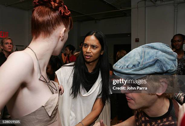 Model backstage at Zaldy Spring 2006 during Olympus Fashion Week Spring 2006 - Zaldy - Front Row and Backstage at The Altman Building in New York...