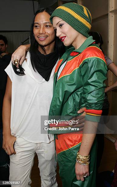 Zaldy, designer, and Gwen Stefani during Olympus Fashion Week Spring 2006 - Zaldy - Front Row and Backstage at The Altman Building in New York City,...