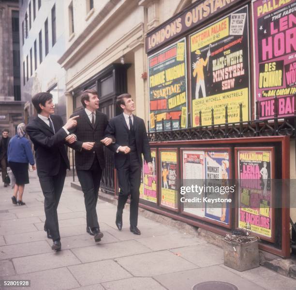 Dublin-born easy listening vocal trio The Bachelors, consisting of, left to right, John Stokes, Declan Cluskey, Conleth Cluskey mid 1960s.