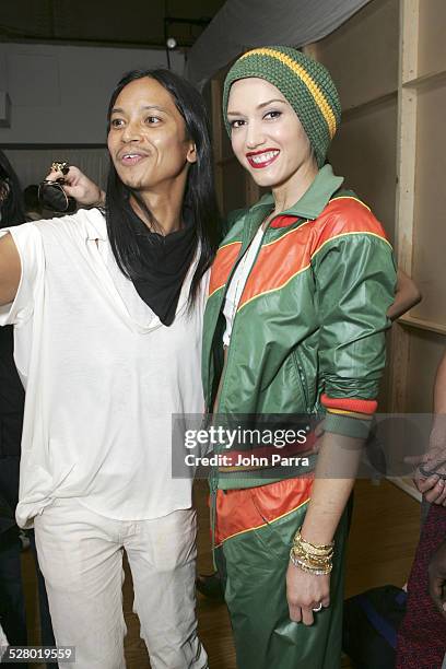 Zaldy, designer, and Gwen Stefani during Olympus Fashion Week Spring 2006 - Zaldy - Front Row and Backstage at The Altman Building in New York City,...