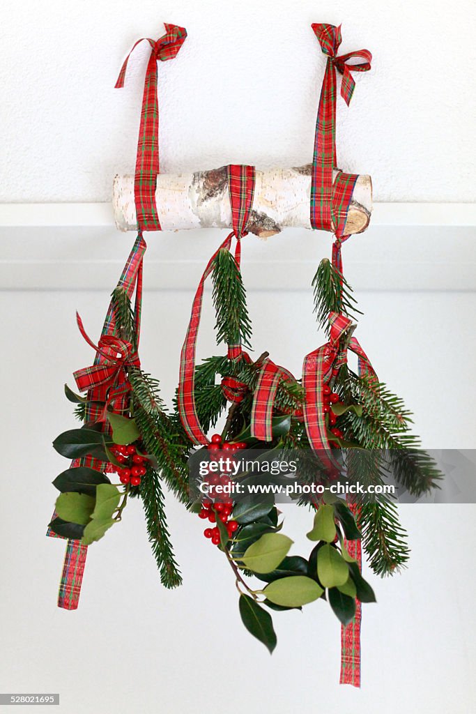 Christmas decoration with a birch branch