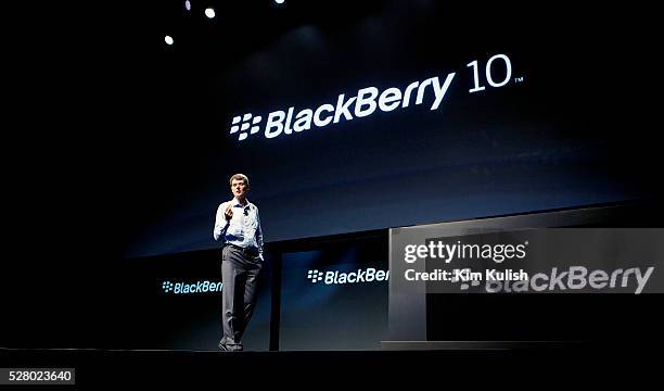 Thorsten Heins, CEO, Research in Motion, gives a keynote presentation to open the Blackberry Jam 2012 conference at the San Jose Convention Center....
