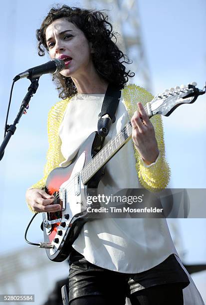 Annie Clark aka St. Vincent performs as part of Day Two of the Treasure Island Music Festival in San Francisco, CA