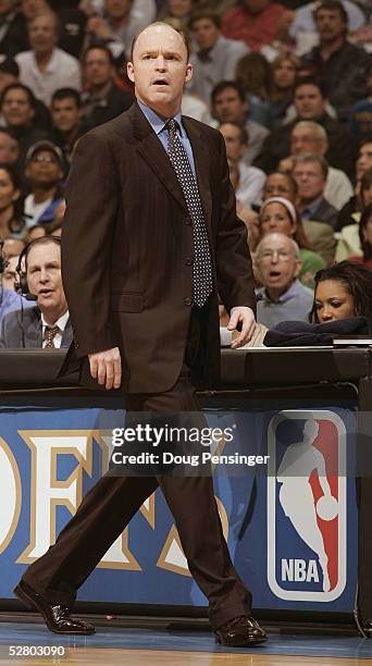 Head coach Scott Skiles of the Chicago Bulls walks the sideline in Game four of the Eastern Conference Quarterfinals against the Washington Wizards...