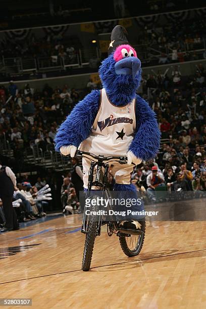 The Washington Wizards mascot performs for the crowd in Game four of the Eastern Conference Quarterfinals against the Chicago Bulls during the 2005...