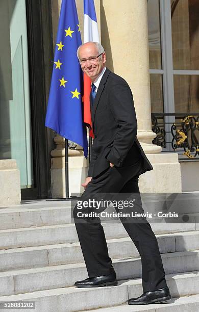 French Junior Minister for Apprenticeship and Vocational Training Thierry Repentin and French Labour, Employment at Elysee Palace to the weekly...