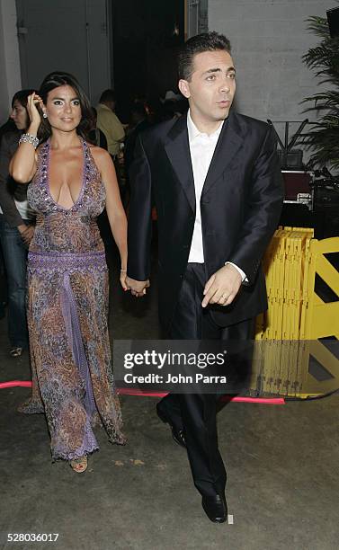 Valeria Liberman and Cristian Castro during The 7th Annual Latin GRAMMY Awards - Celebra Nuestra Musica - Backstage at Univision Studios in Miami,...