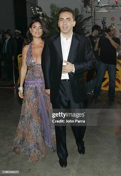 Valeria Liberman and Cristian Castro during The 7th Annual Latin GRAMMY Awards - Celebra Nuestra Musica - Backstage at Univision Studios in Miami,...