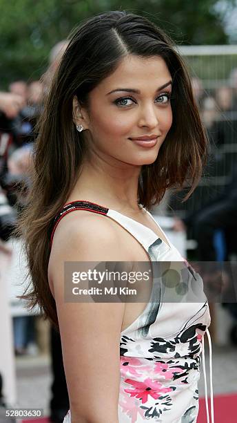 Indian actress Aishwarya Rai attends the premiere of the film "Match Point" at the Palais during the 58th International Cannes Film Festival May 12,...