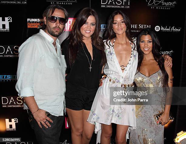 Designer Laurent Planeix , Khloe Kardashian, Caroline D'Amore and Kourtney Kardashian are sighting in Miami on June 10, 2009 in Miami, Florida.