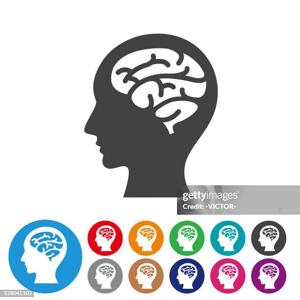brain icons - graphic icon series - brain damage stock illustrations