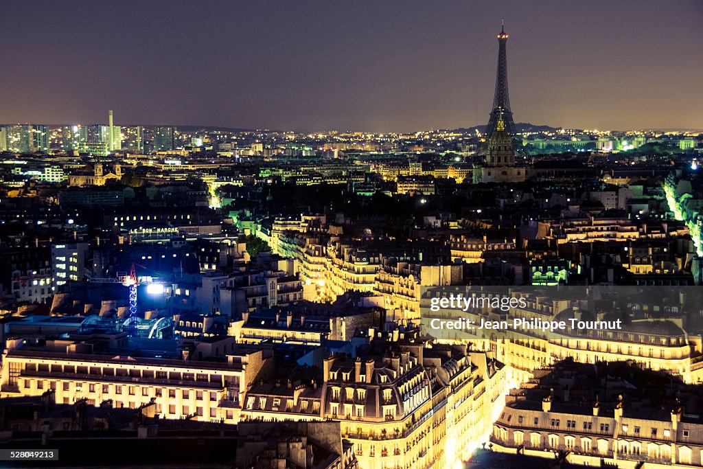 Paris and the Eiffel Tower by night