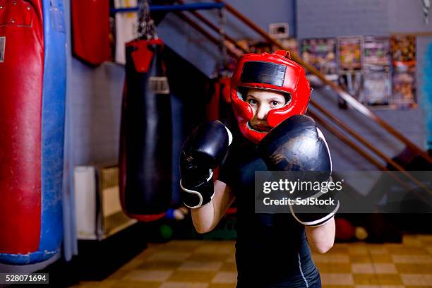 girl power! - kids boxing stockfoto's en -beelden