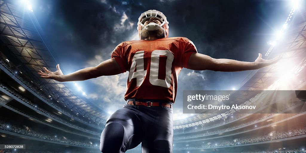 American football player is celebrating