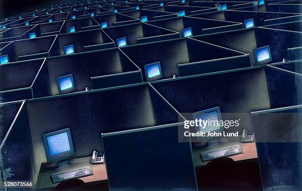 corporate cubicles - repetition office stock pictures, royalty-free photos & images