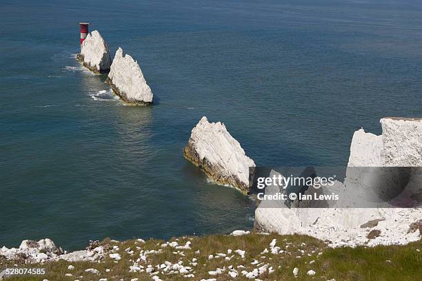 the needles, isle of wight - alum bay stock-fotos und bilder