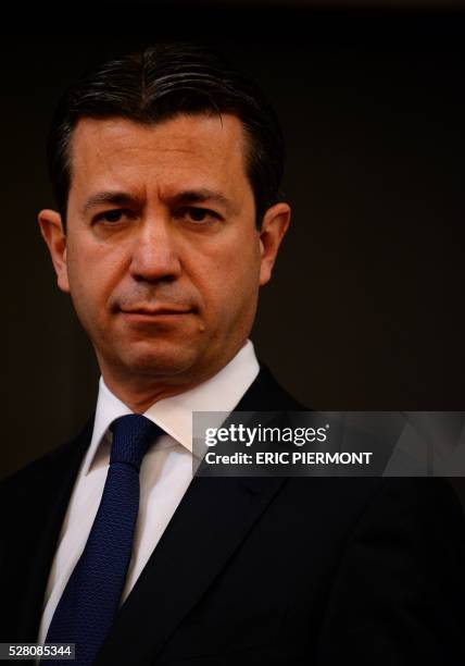 French state-owned electric utility company EDF former Chief Financial Officer Thomas Piquemal poses prior to his hearing by the Economic affairs...