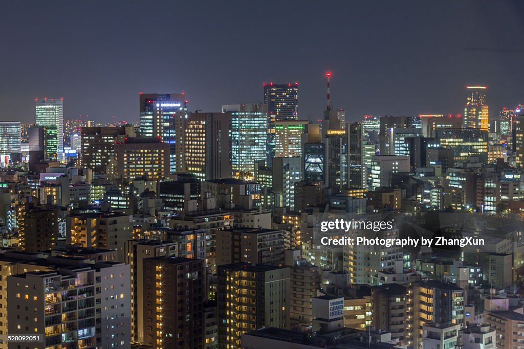 Aerial view of Shinjyuku cityscape at night