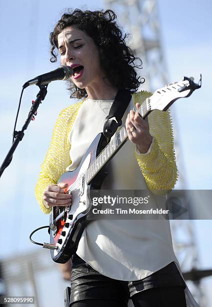 Annie Clark aka St. Vincent performs as part of Day Two of the Treasure Island Music Festival in San Francisco, CA